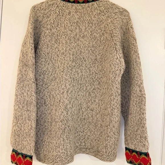 Hand-Knitted Danish Wool CardiganNordic Folk100% Pure WoolS–M Fit